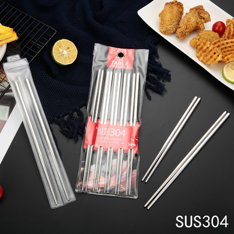 Bộ 5 Đôi Đũa Inox Sus 304 Cao Cấp