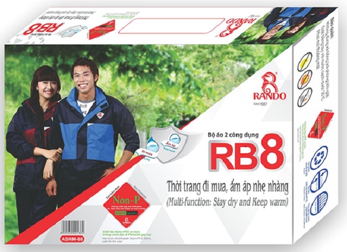 Bộ Áo Mưa Rb8 Chính Hãng Rando (Màu Xanh Biển)