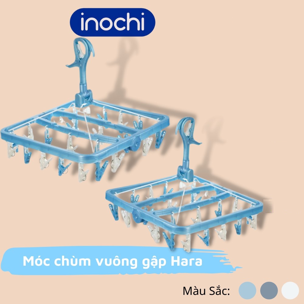 Móc chùm vuông/tròn gập hara - mắc dù phơi tất, tã lót, đồ ngắn inochi