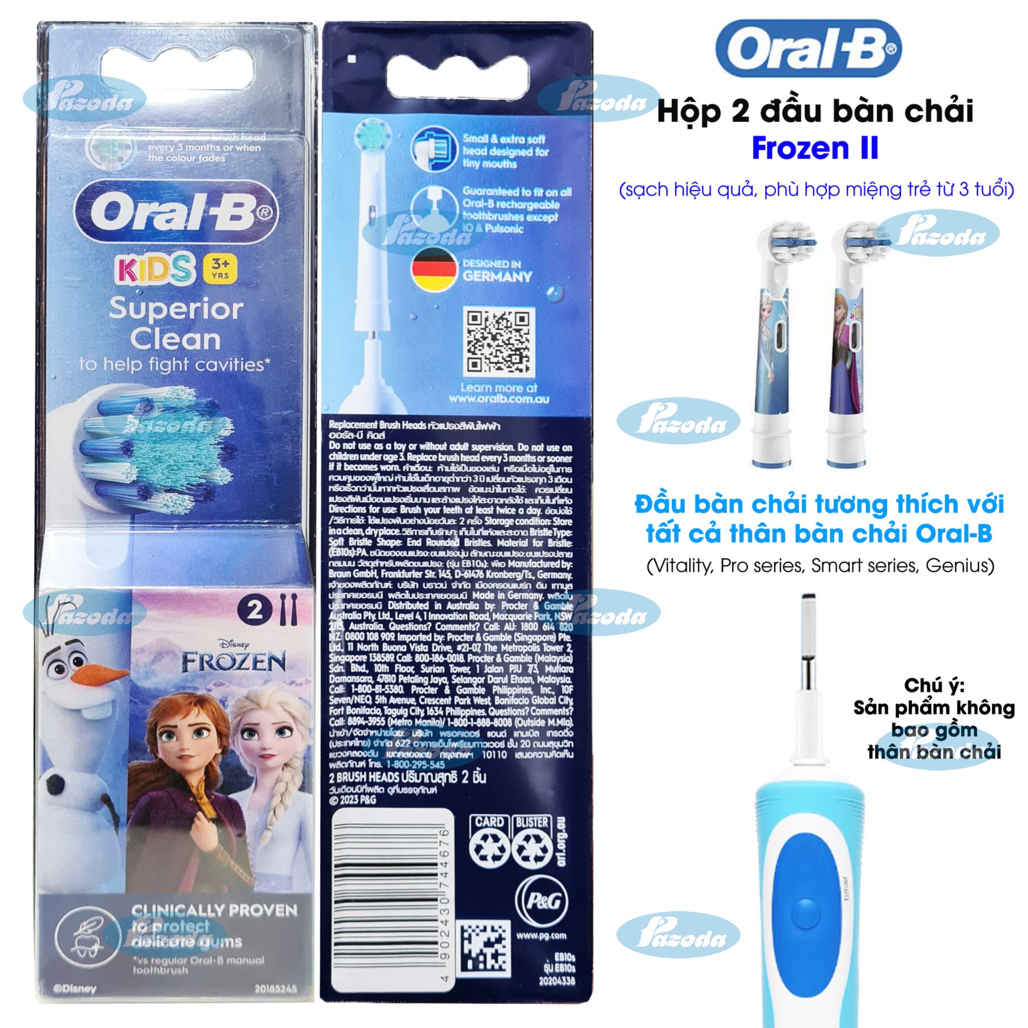 Đầu bàn chải điện Oral-B trẻ em (lông cực mềm cho trẻ từ 3 tuổi)