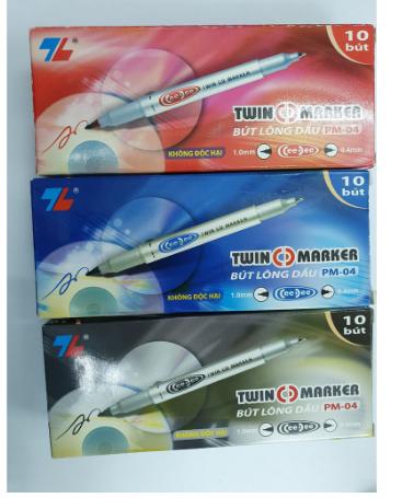 Bút CeeDee twin marker lông dầu Thiên Long 2 đầu PM-04 ( combo 3 cây ,3 màu )