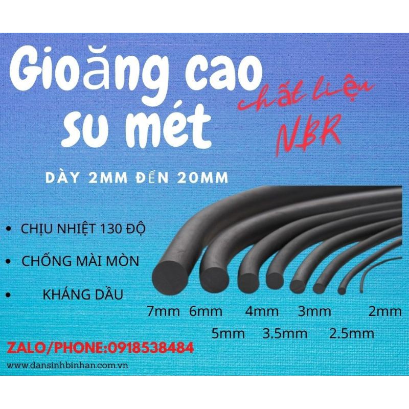 Gioăng cao su dạng Mét độ dày từ 2mm đến 20mm
