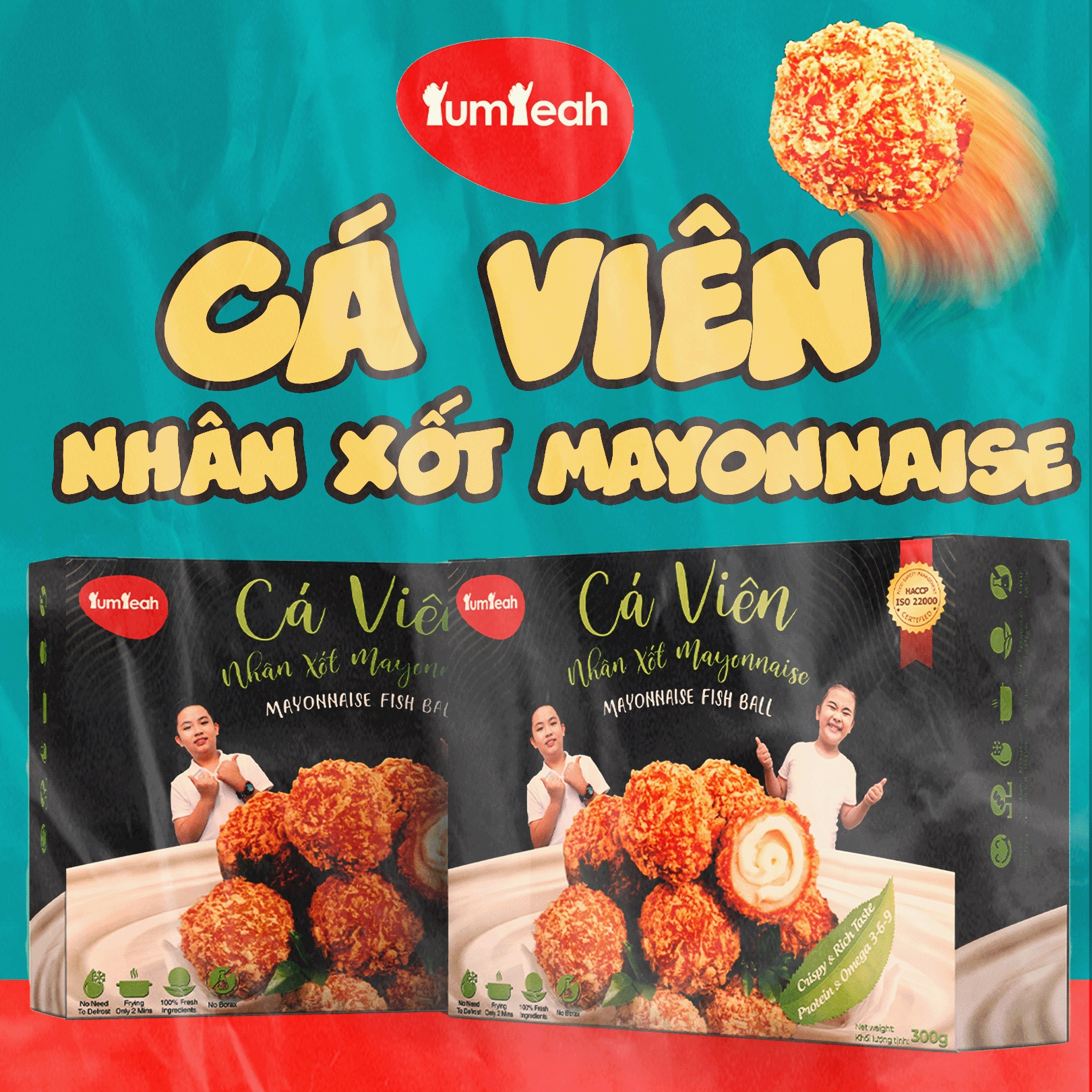 Cá Viên Nhân Xốt Mayonnaise Viên Cá Cam Gói 500gr - Thương Hiệu Đen Đỏ