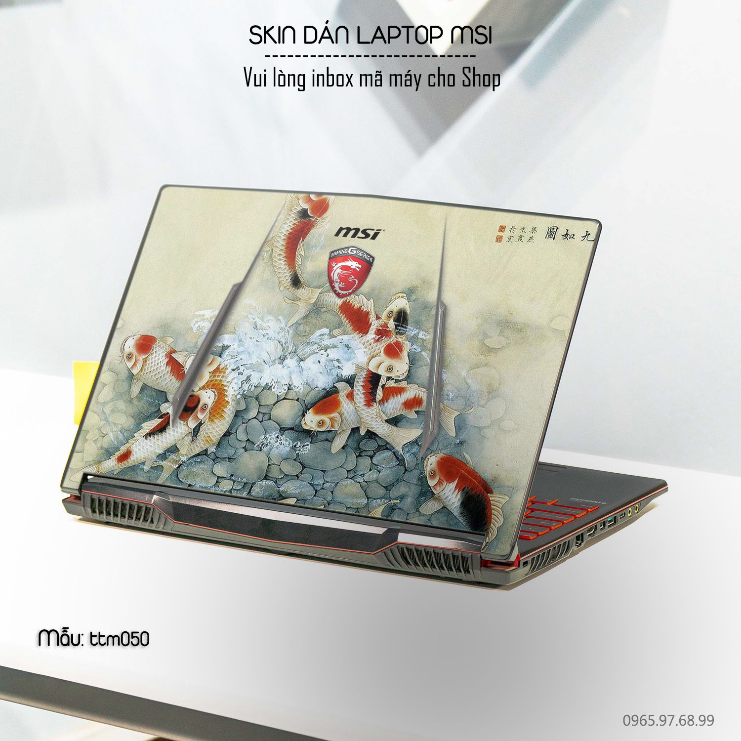 Decal Skin dán Laptop MSI mẫu Tranh thủy mặc (inbox mã máy cho shop)