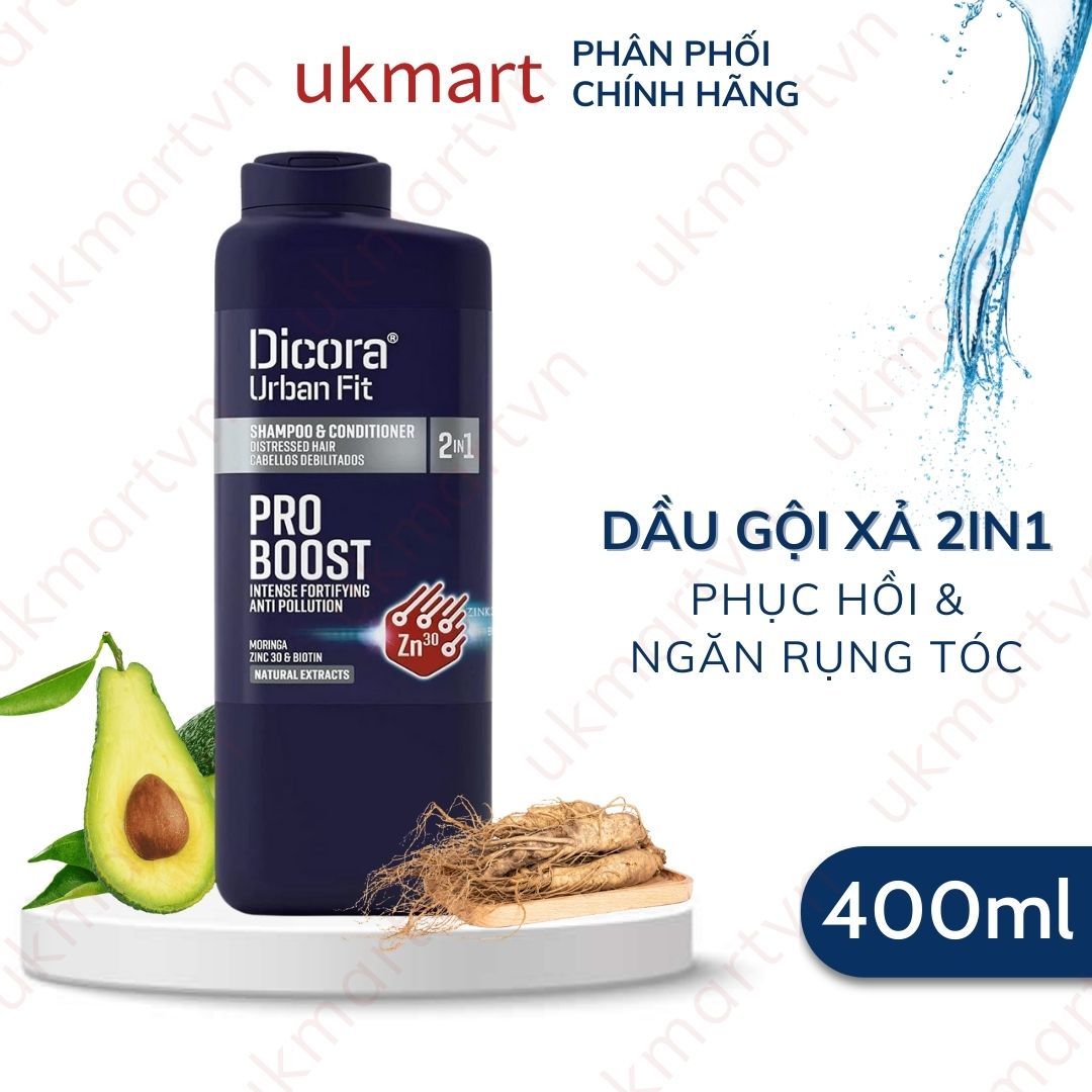 Dầu Gội Xả Dicora Urban Fit Chống Rụng Tóc Ngăn Ngừa Gàu Dành Cho Nam Giới 400ml Anti-Dandruff Fortifying 2in1