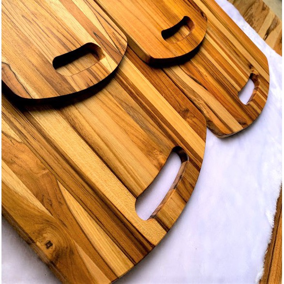 Thớt gỗ Teak chữ nhật bo đầu Oval CNO