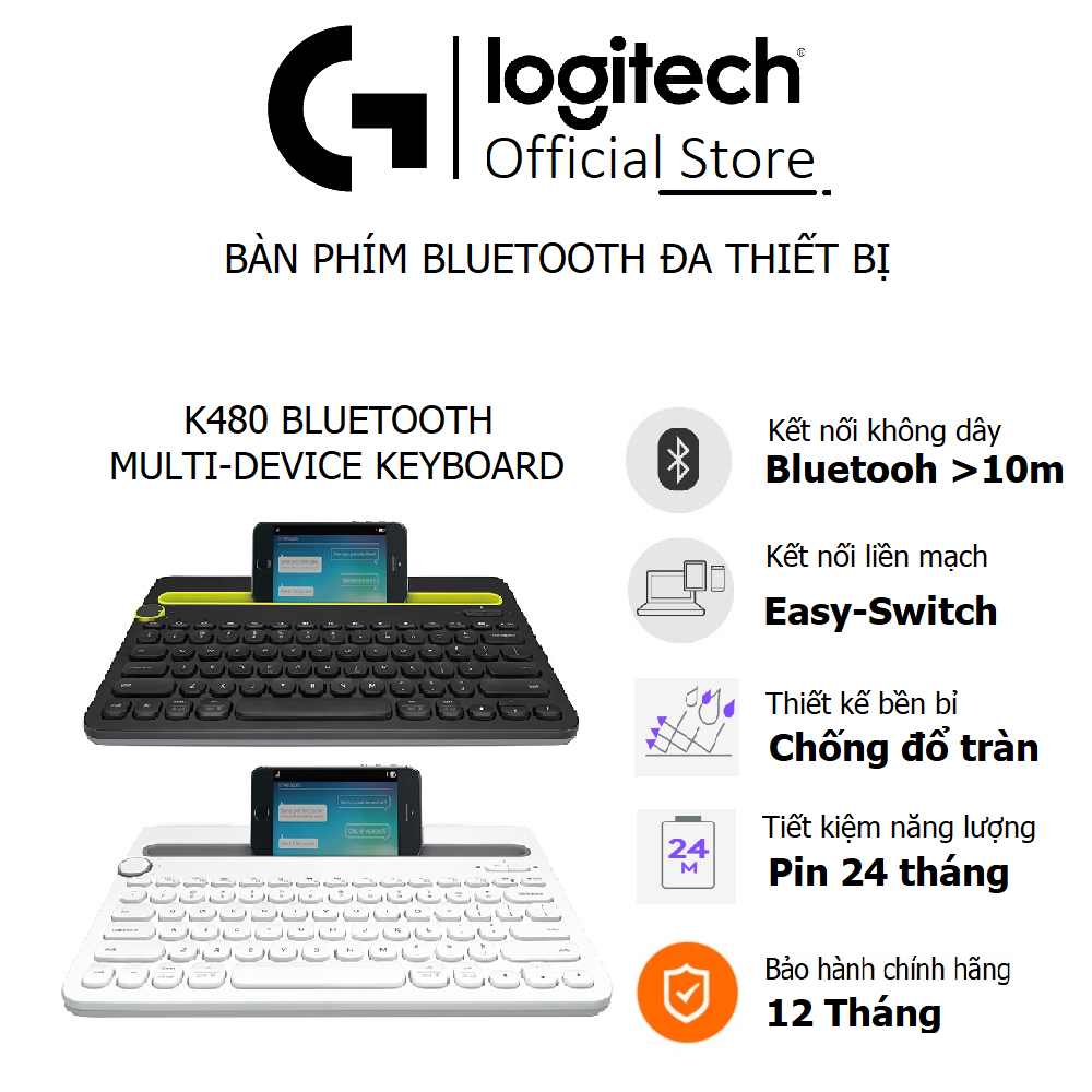 Bàn phím không dây Logitech K480 Bluetooth Multi Device - Đa kết nối