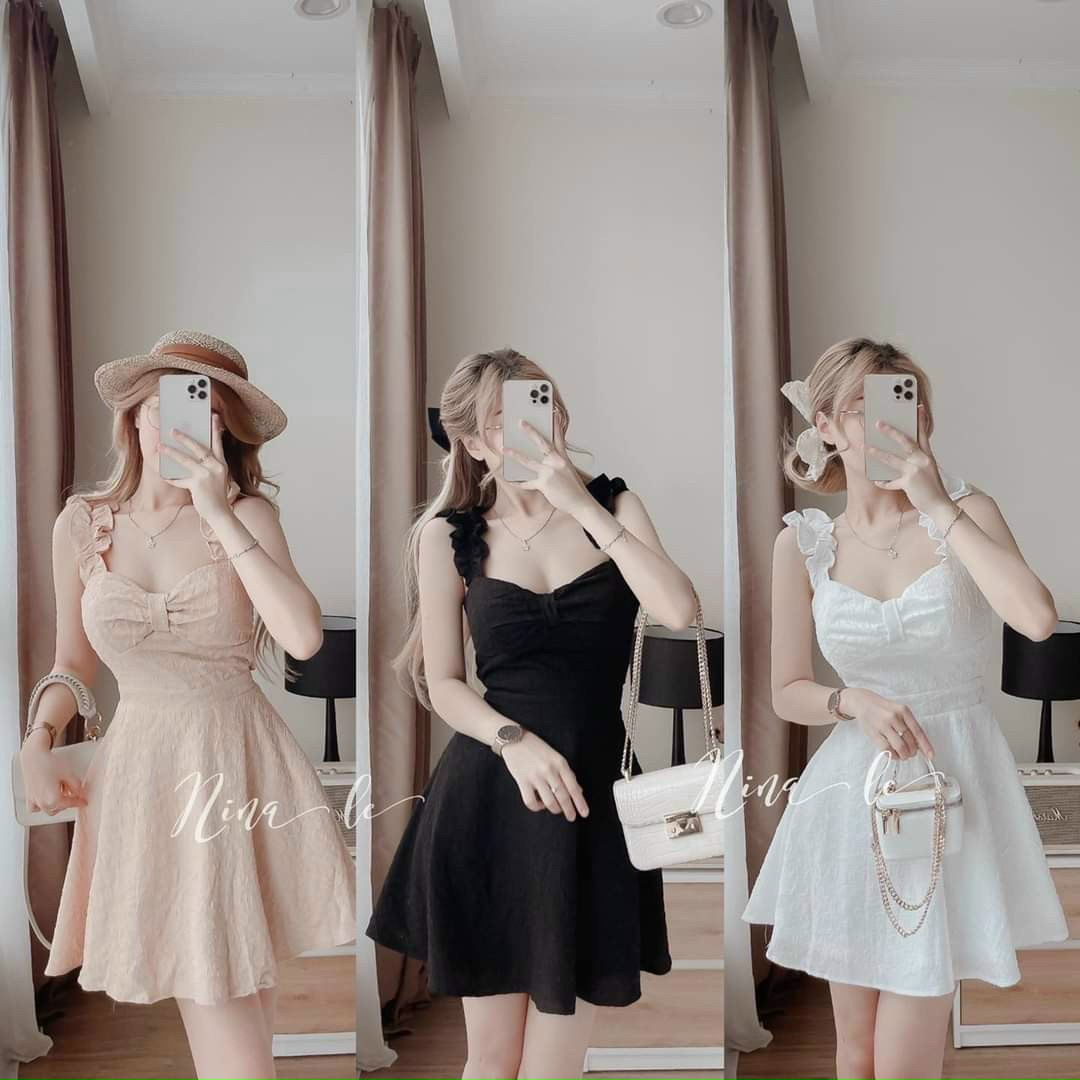 Đầm Trễ Vai Viền Bèo (Có Mút)
