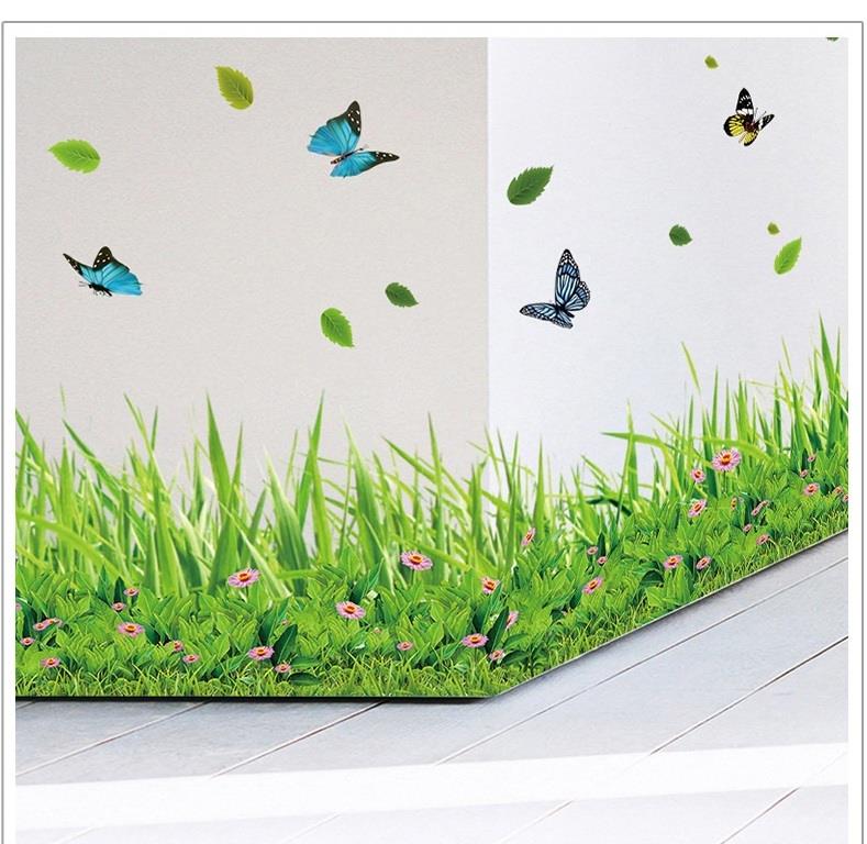 [HCM]DECAL DÁN CHÂN TƯỜNG CỎ XANH VÀ BƯỚM