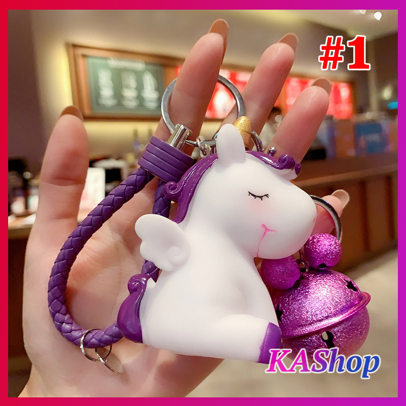 [HCM]Móc khóa treo balo Kỳ lân Unicorn lady CUTE đính Lục lạc - KAShop