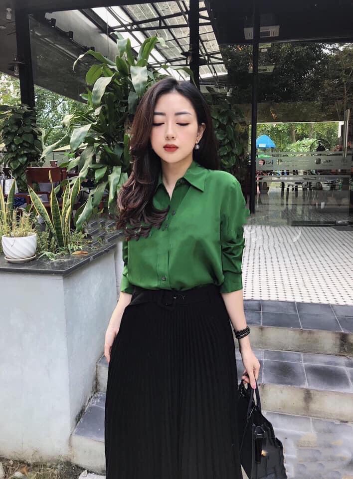 Chân váy xếp ly dáng dài phong cách hàn Quốc  ( kèm đai)