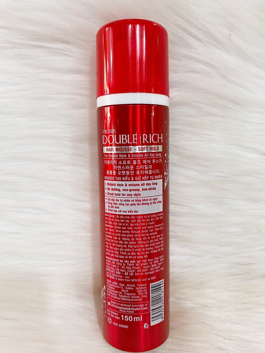Mousse Xịt Tạo Kiểu Tóc Giữ Tóc Cố Định Double Rich Hair 150ml