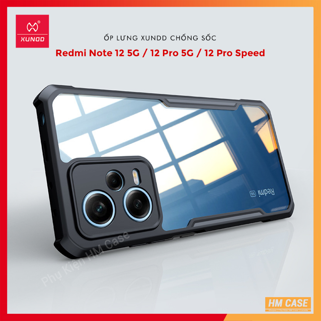 Ốp lưng xundd redmi note 13 / note 12 / note 12 pro 4g,5g / note 12 pro speed/ note 12 turbo / poco x5 , măt lưng trong suốt viền tpu chống