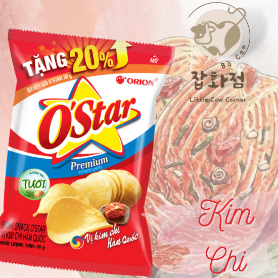 COMBO 10 Gói Bánh Snack Bim Bim Khoai Tây Vị Kim Chi O'Star gói 32g
