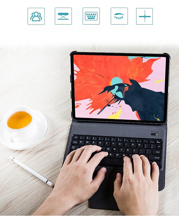 Bao da kèm bàn phím Bluetooth cho iPad Mini4/ iPad Mini 5 Đen ATUROS