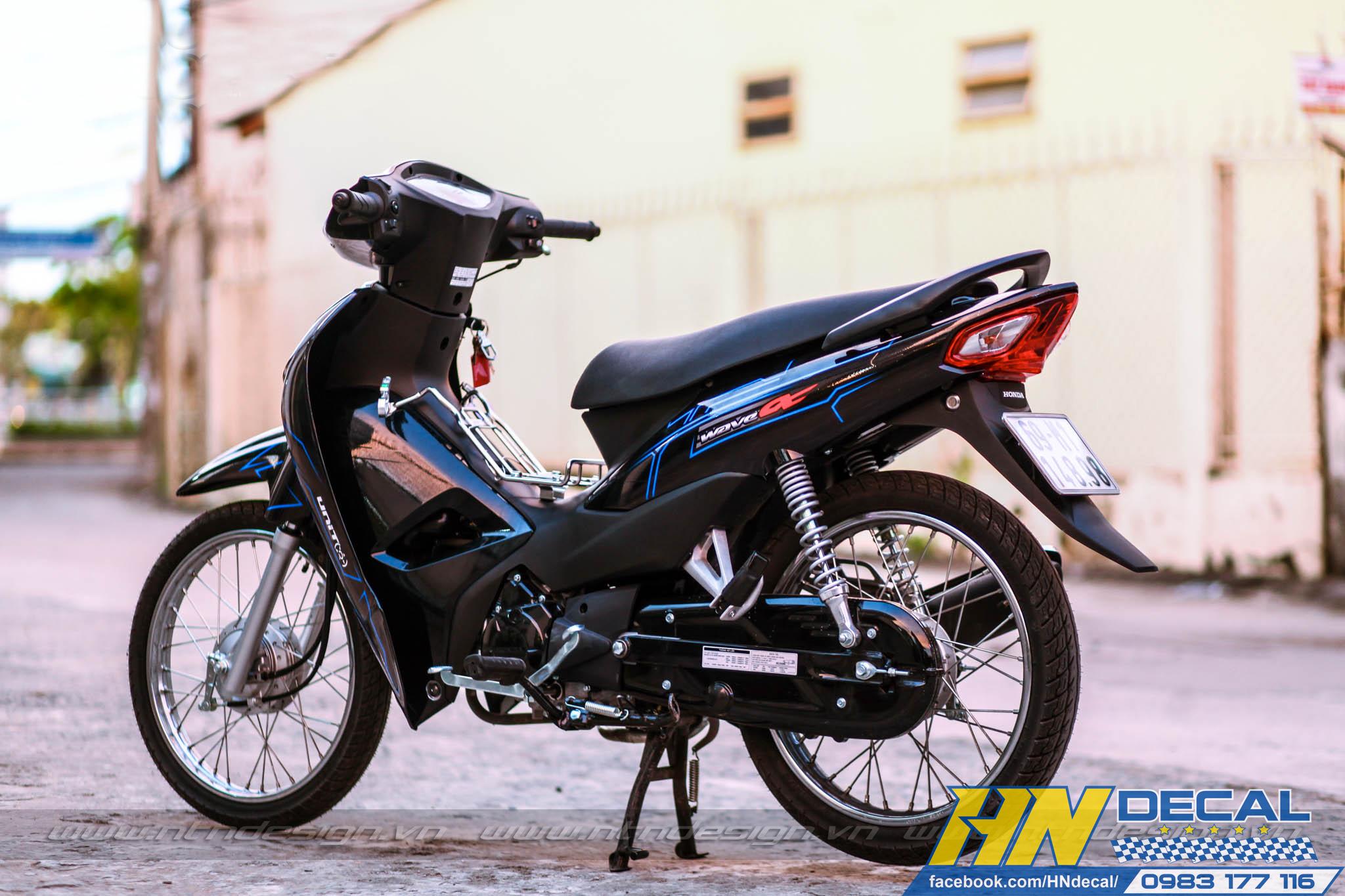 Tem Trùm Wave Alpha Đen Chỉ Xanh