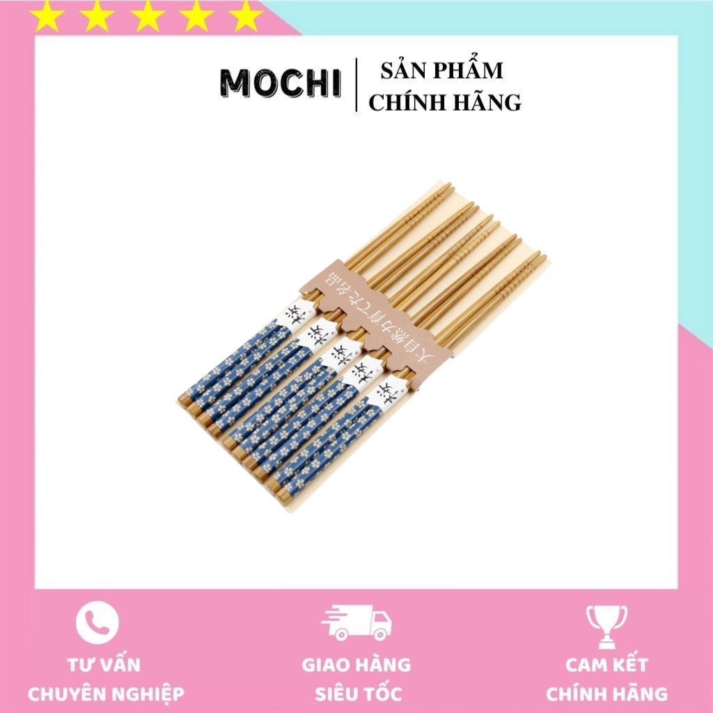 Bộ 5 Đũa Mẫu Hoa Xanh,Đỏ