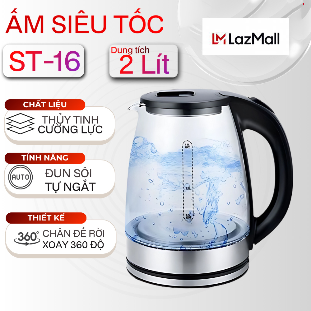 Ấm Siêu Tốc Thủy Tinh CUCKOO 2.0L Cao Cấp Công Suất 1300W, Tự Ngắt Khi Sôi ( bảo hành 12 tháng đổi mới )