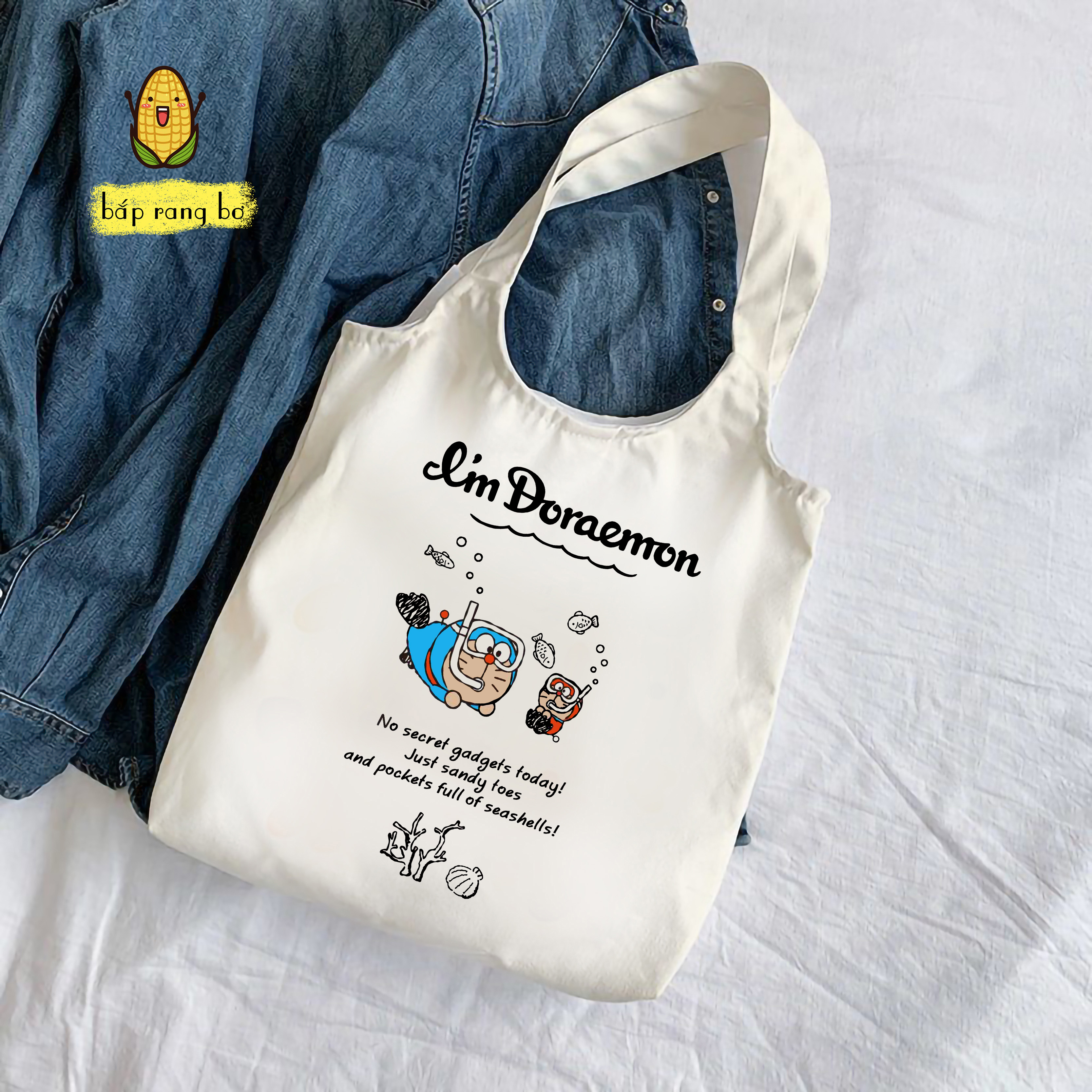 TÚI TOTE TRÒN DORAEMON P2 [CÓ KHÓA + TÚI CON] - VẢI CANVAS