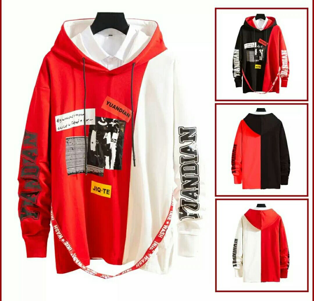 áo khoác hoddie phối 2 màu dây