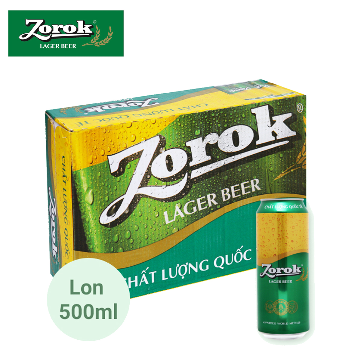 Thùng 20 lon bia zorok lager 500ml