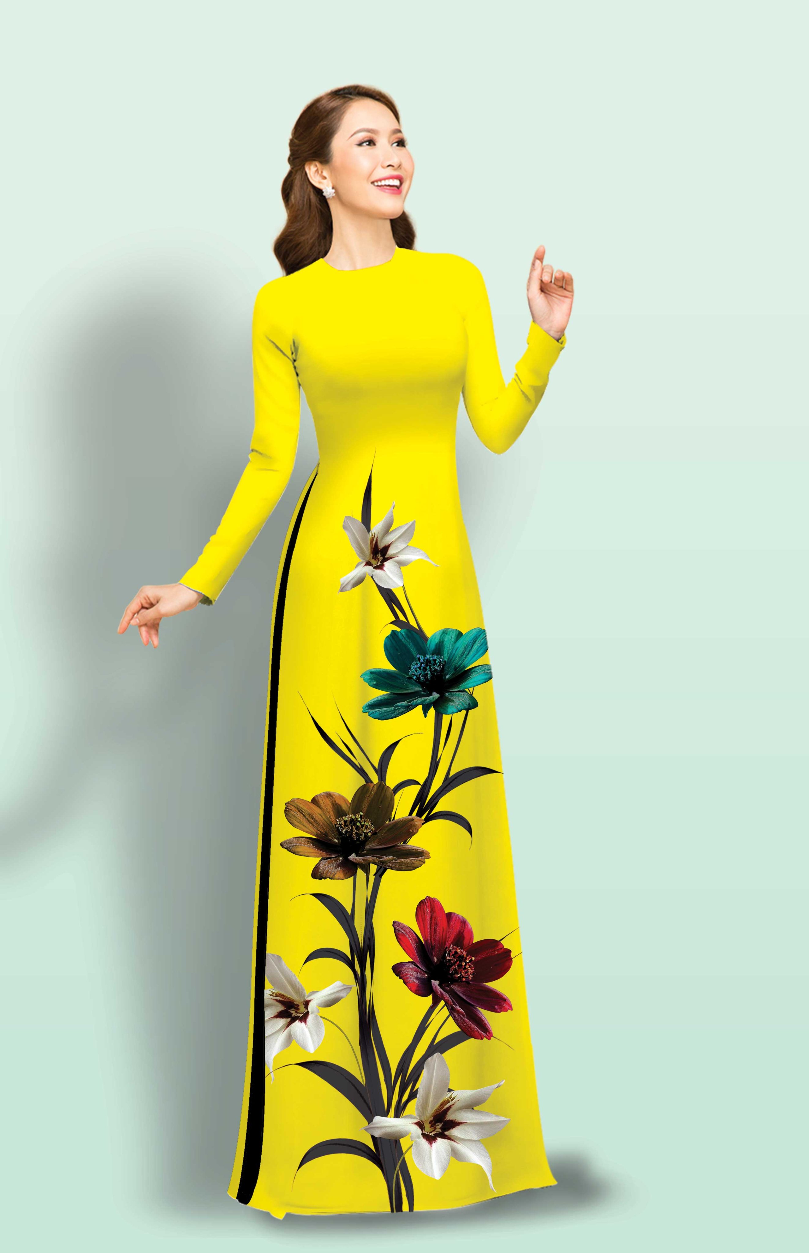 Áo dài truyền thống in Lan Vy cao cấp - KHÔNG KÈM QUẦN