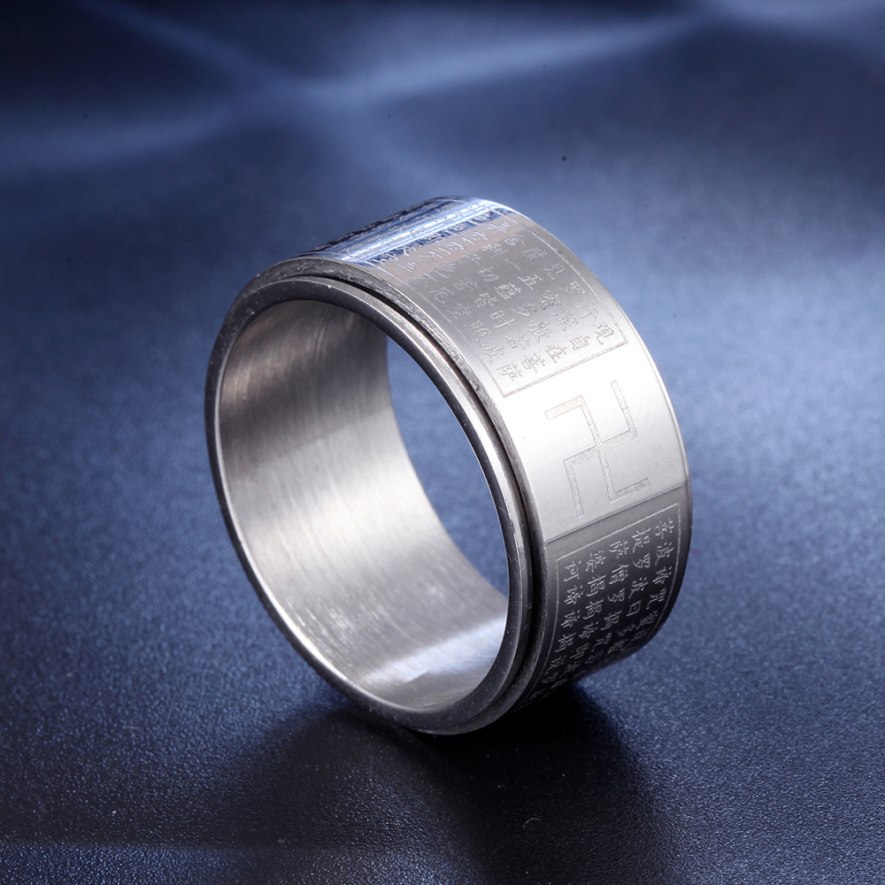 Nhẫn Bát Nhã Tâm Kinh Xoay Loại Đẹp Rất Sáng- Hàng tỷ lệ titan cao sáng bóng lấy vân tây, không rơ trục- không lỗi font