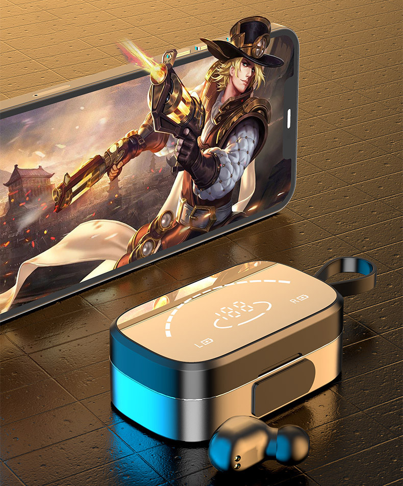 Tai nghe TWS Bluetooth 5.0 màn hình kỹ thuật số gương K2. Tai nghe cảm ứng, âm trầm mạnh mẽ. Tai nghe không dây thể thao, công nghệ giảm tiếng ồn thông minh, dung lượng pin lớn, chơi game không trễ