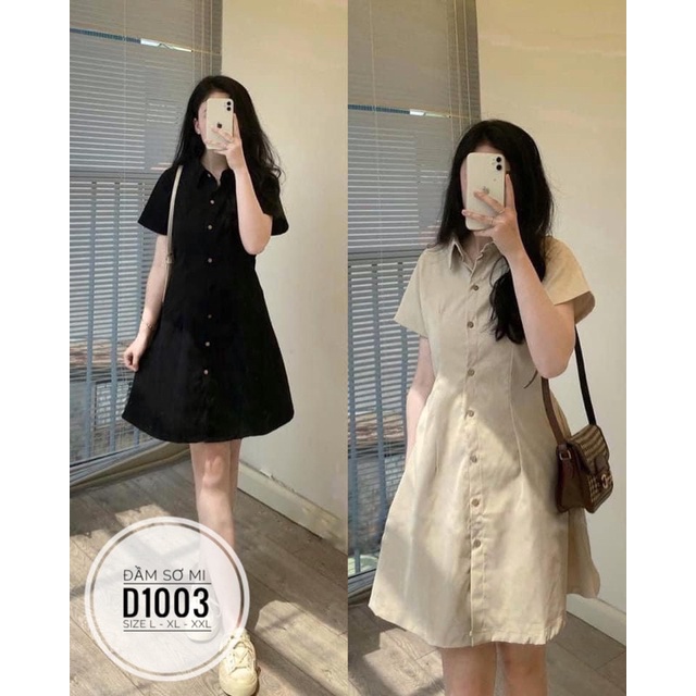 (60-90kg) MINSTORE Bigsize Đầm sơ mi D1003