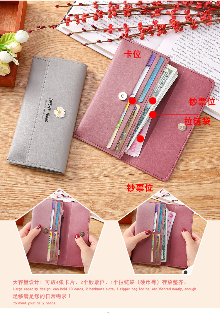 VÍ NỮ ,BÓP NỮ HOA CÚC DÀI CAO CẤP