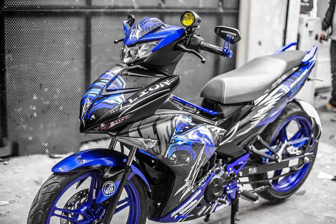 Tem trùm exciter 150 đen xanh tiger,  tem exciter 150, team trùm exciter 150, tem xe exciter 150, team trùm ex 150, team xe exciter 150 đen xanh dương