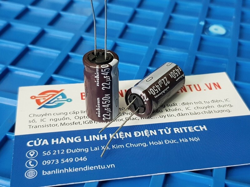 Tụ hóa nichicon 22uf 450v kích thước 13x26mm