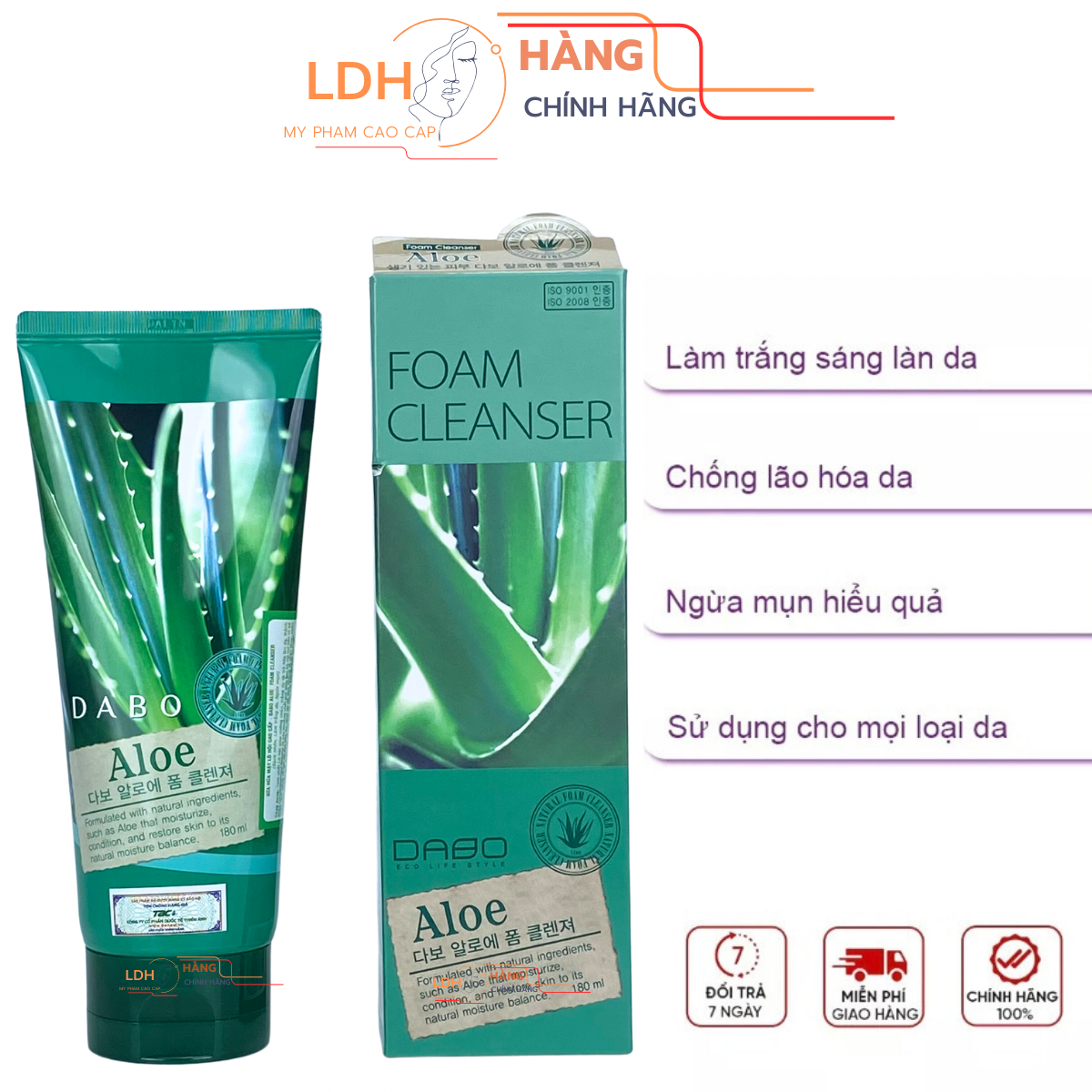 Sữa rửa mặt cao cấp Hàn Quốc Dabo Tinh Chất Lô Hội