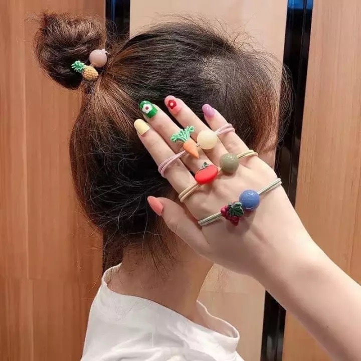 Set 10 dây cột tóc nhiều hình dễ thương cho bé