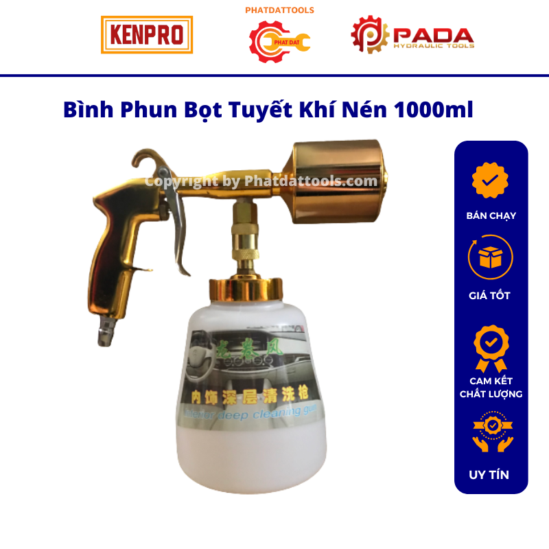 Bình phun bọt tuyết rửa xe tiện dụng dùng khí nén 1000ml-Tặng kèm 100ml dung dịch rửa xe bọt tuyết không chạm 100ml