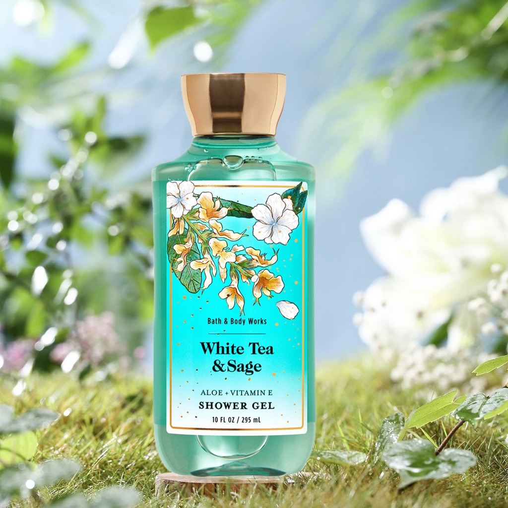 Sữa tắm lưu hương mịn da white tea and sage shower gel bath & body works 295ml