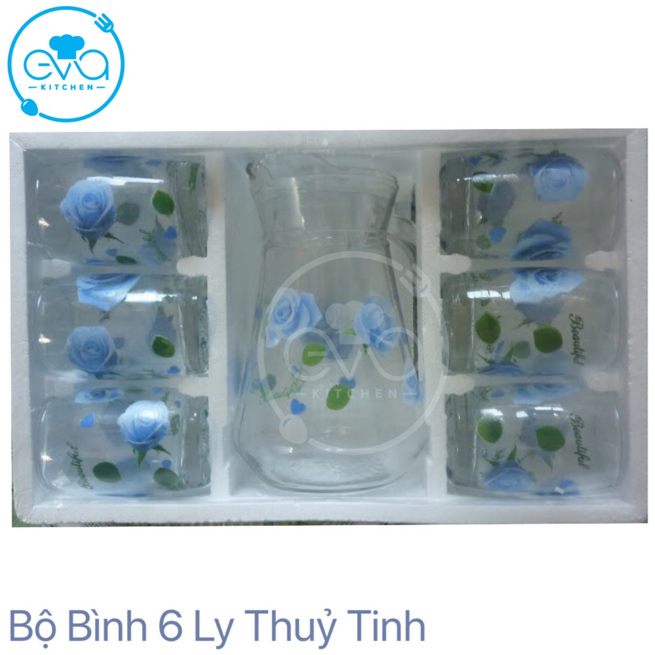 [HCM]Bộ Bình 6 Ly Thủy Tinh Hoa Văn Cao Cấp M1076