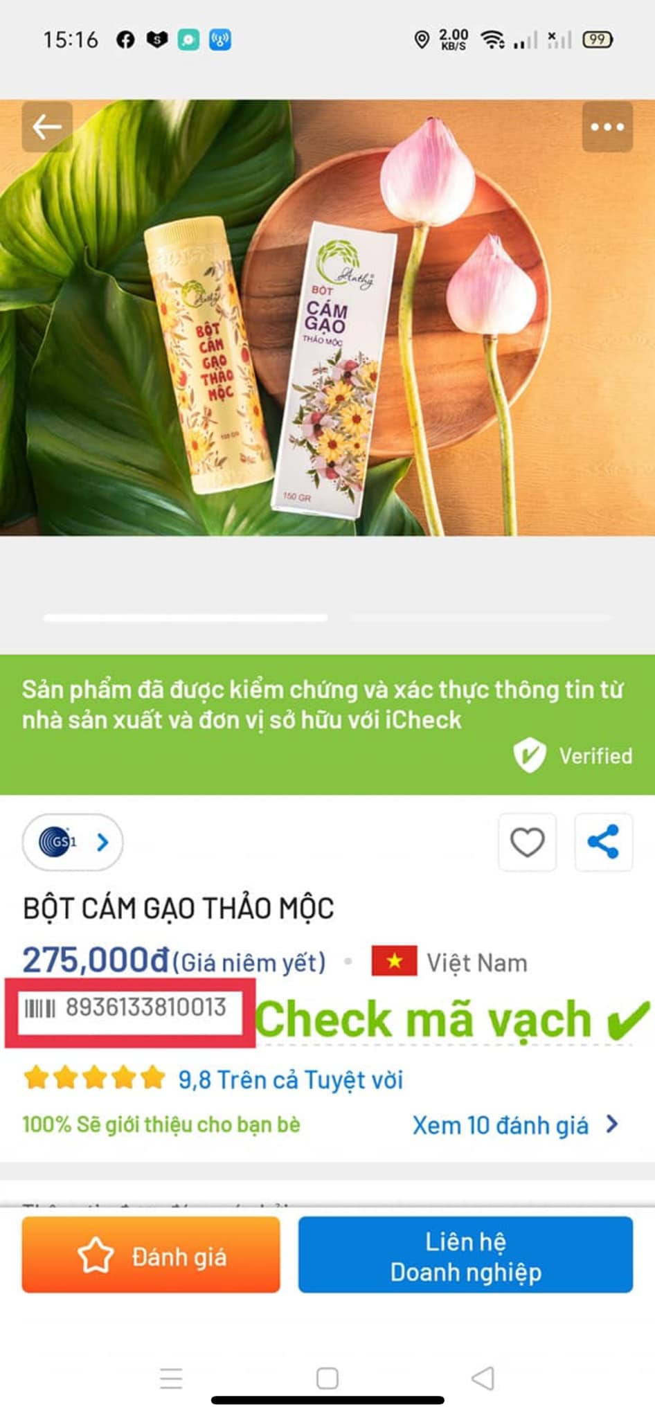 [CHÍNH HÃNG-Date 2026] Bột Cám Gạo Thảo Mộc Anthy 150gram