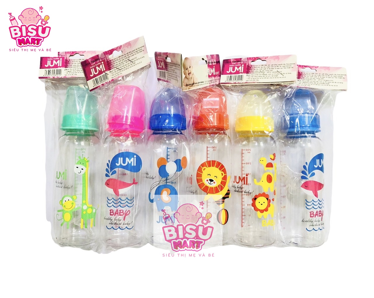 Bình sữa cổ hẹp cho bé Jumi 140ml  250ml trơn