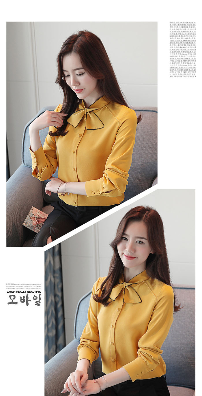 Áo sơ mi thắt nơ viền màu NGOCTRANSHOP - NT3281