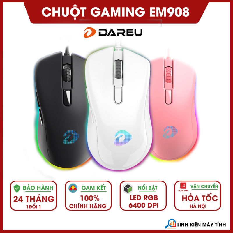 Bảng giá [Chính hãng Mai Hoàng] Chuột Gaming DAREU EM908 Black (LED RGB - BRAVO senso) - Bảo hành 24 tháng Phong Vũ