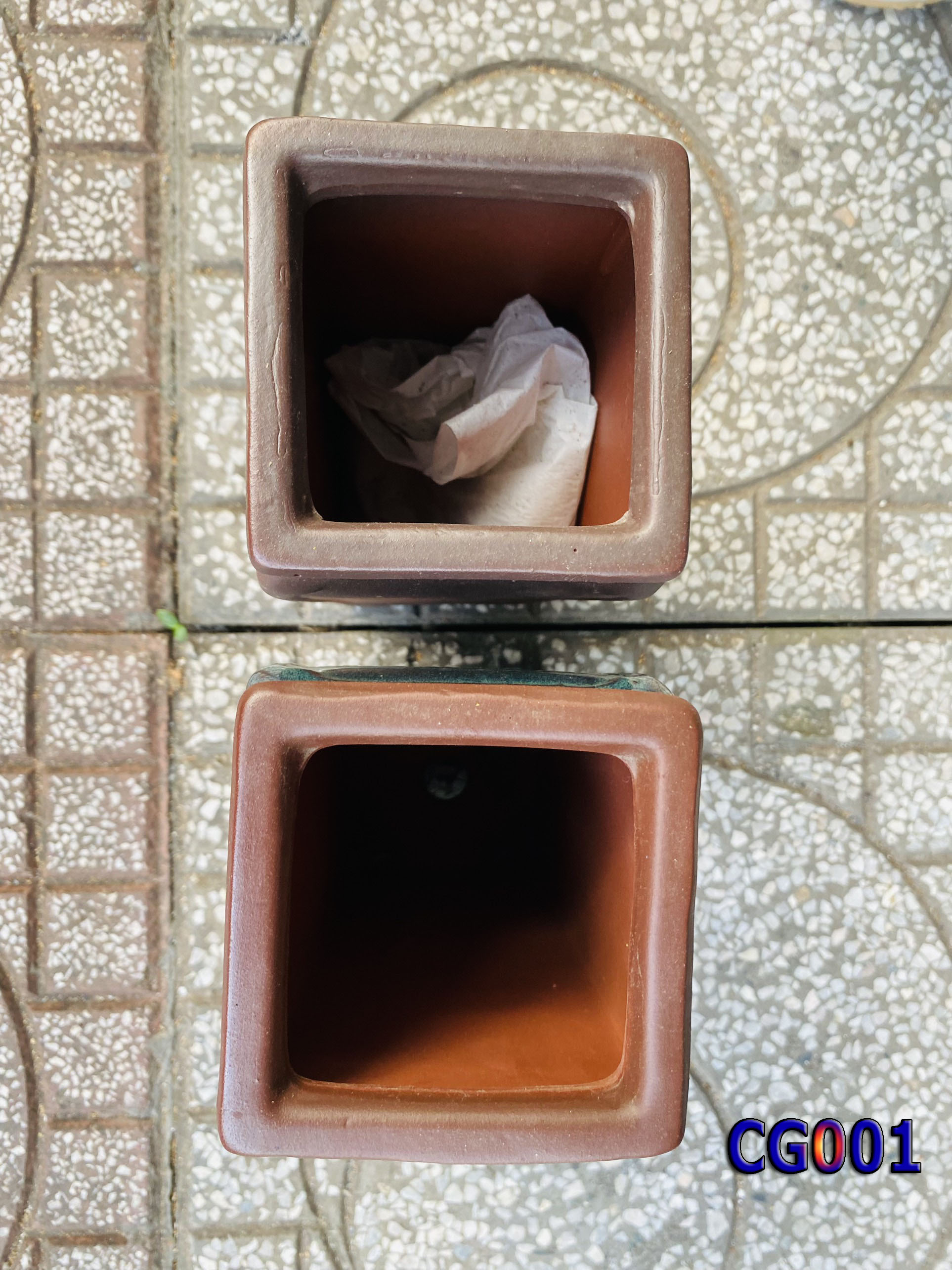 Chậu Bonsai Mini Vuông Đứng Cao Đỏ - CG001