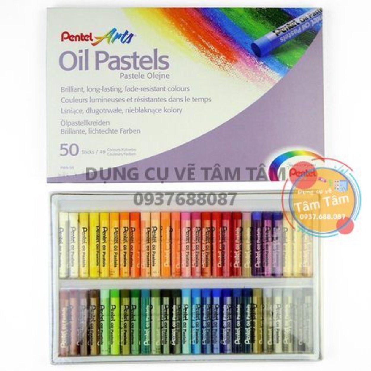 Sáp dầu Pentel 50 màu Oil Pastels Sáp màu-Dụng cụ vẽ Tâm Tâm