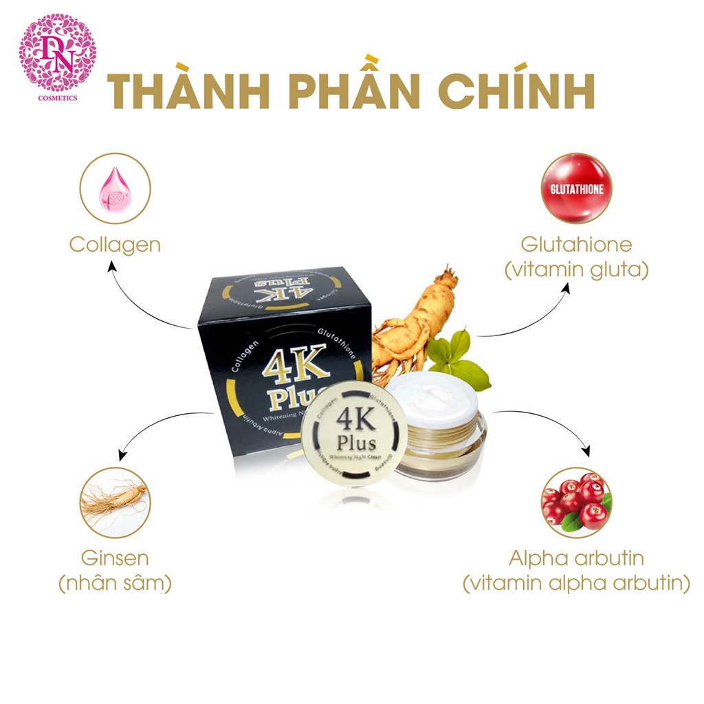 Kem Dưỡng Trắng Da 4K Plus Whitenning White Cream