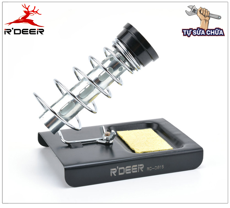 Đế mỏ hàn chì R'DEER RC-D615 kim loại hỗ trợ hàn thiếc, đế gác tay mỏ hàn thiếc kèm tấm bọt biển chịu nhiệt cao