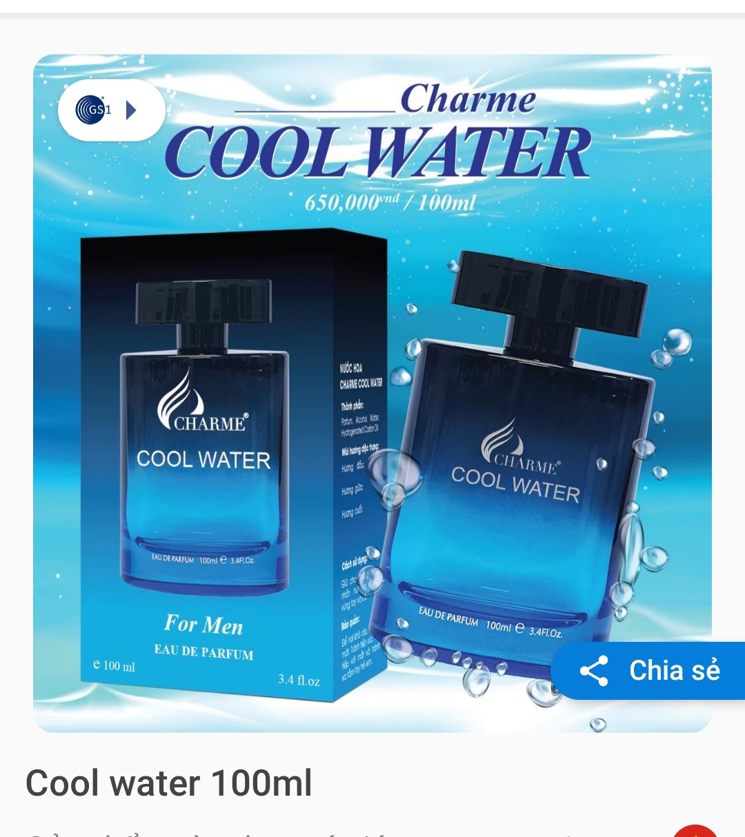 NƯỚC HOA NAM COOL WATER 100ML