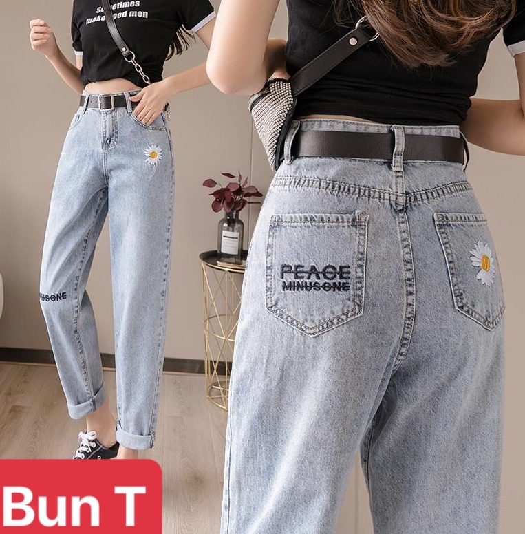 QUẦN BAGGY JEAN NỮ CHẤT BÒ XANH HOA CÚC NHẬT BẢN LƯNG CAO NÂNG MÔNG TREND VIP T&T-97 - TRANG BUN FASHION