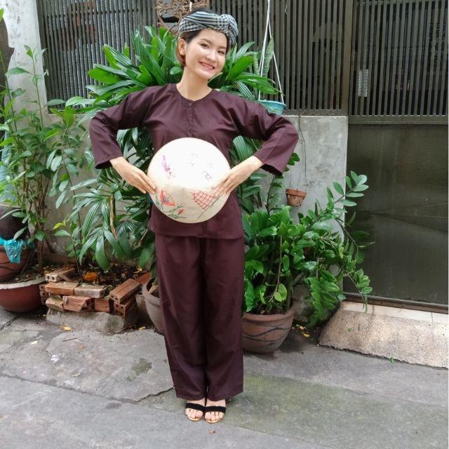 Bộ bà ba nâu và khăn rằn 40 kí đến 65 kí