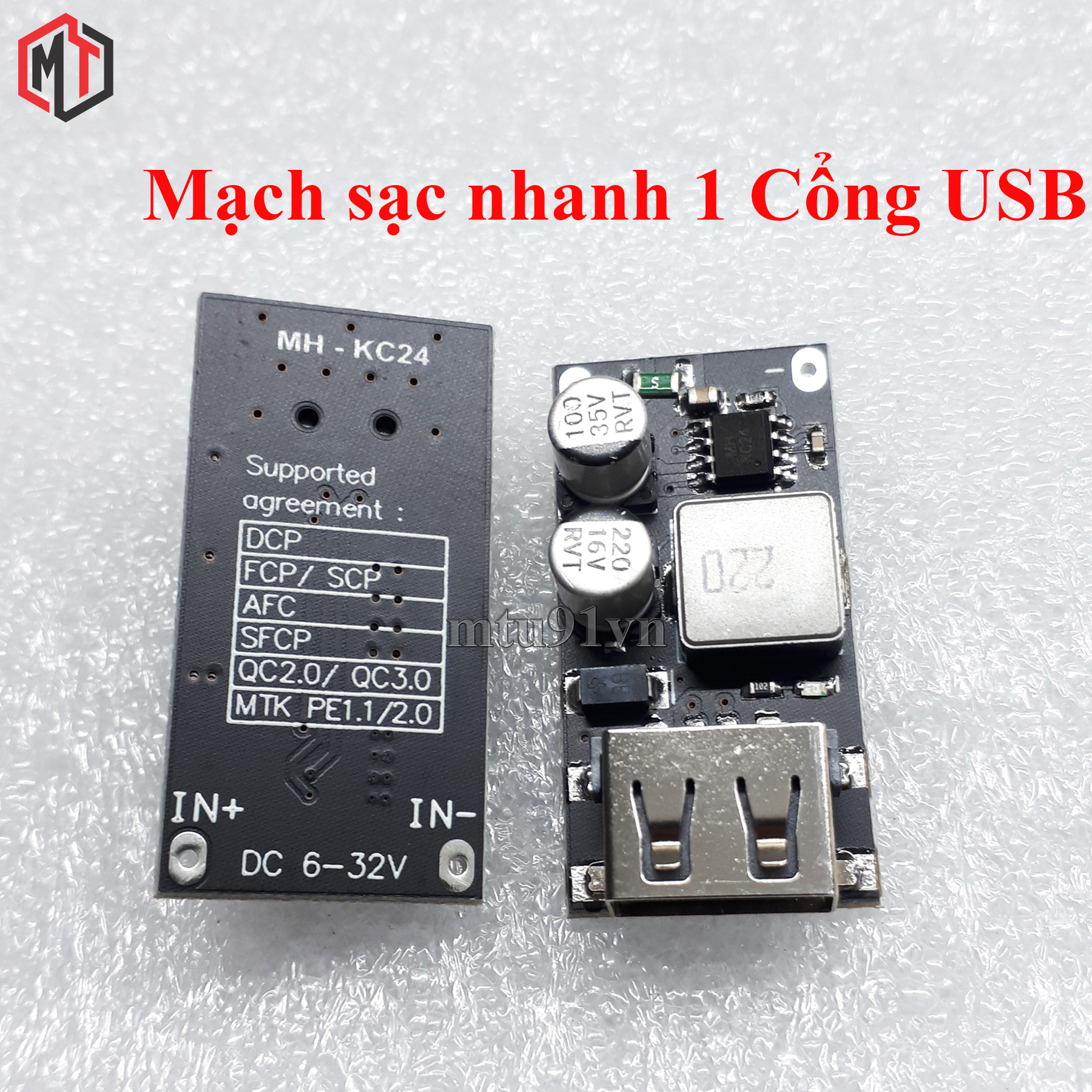 Mạch Sạc Nhanh Hỗ Trợ QC2.0 - QC3.0 (Mạch BUCK 10-32VDC ra 1 cổng USB 5V-2.1A)