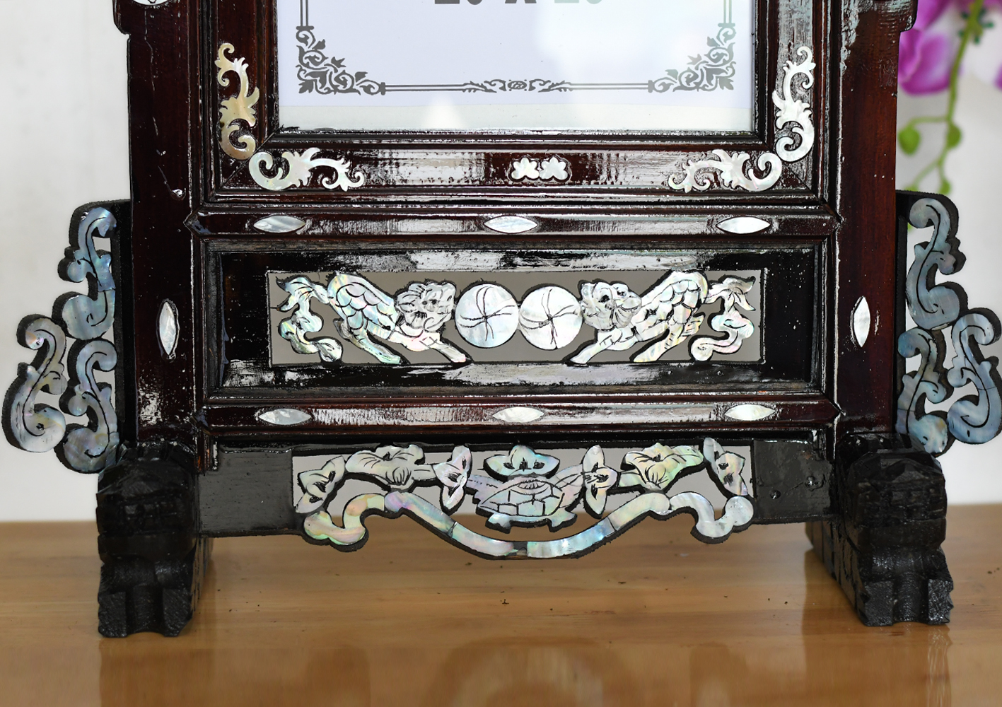 khung gỗ tràm, cẩn ốc xà cừ 20 x25